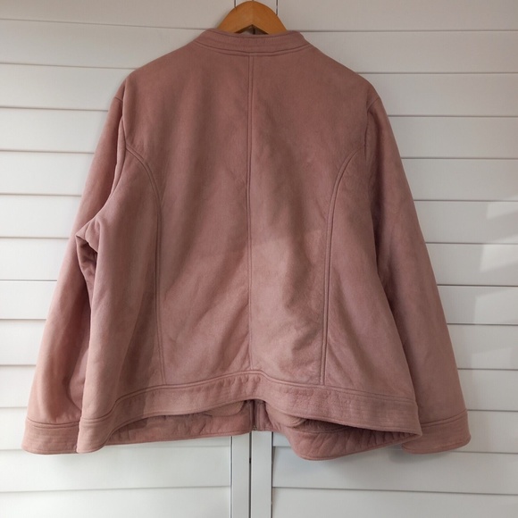 Bonmarche Suedette Bomber Jacket Size XL Rose Dusky Pink - Picture 10 of 12